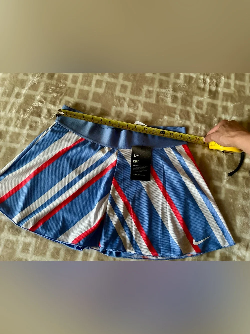 Nike Blue White Red Diagonal Stripe Athletic Skort